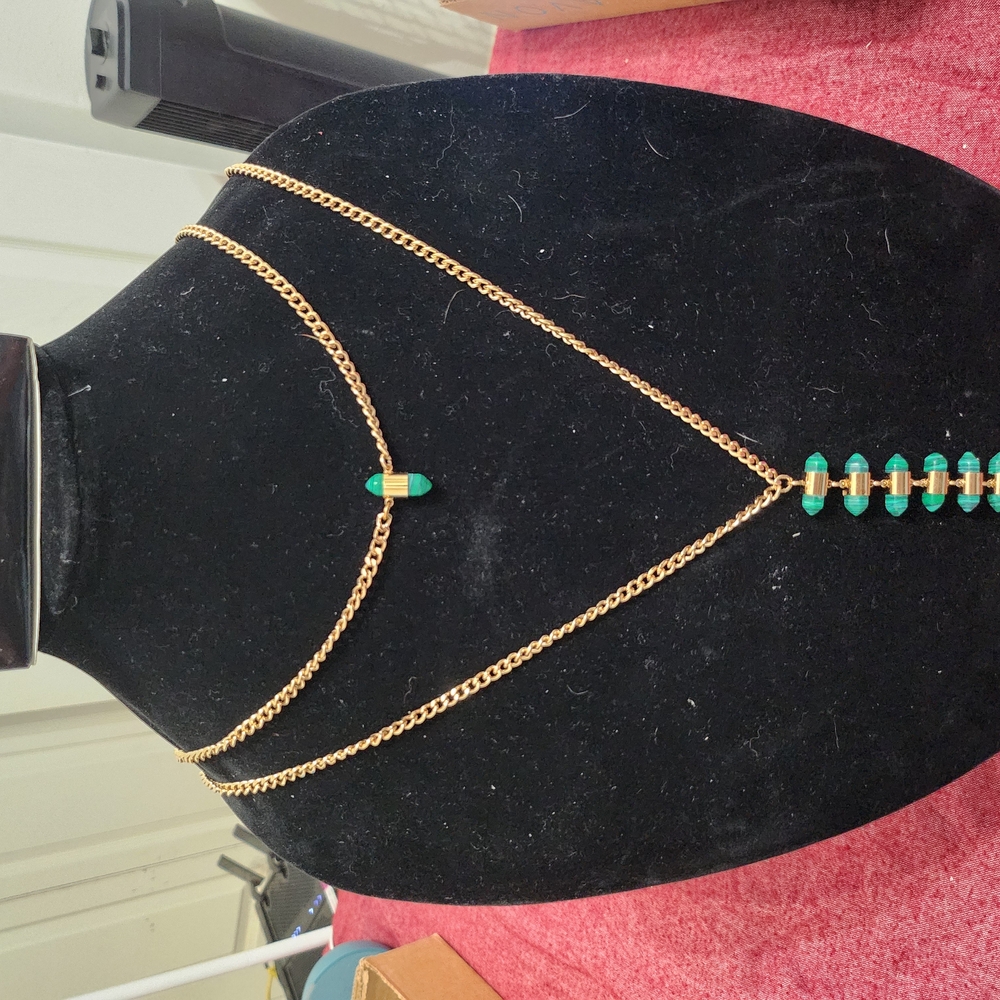 mark. Gold and Green Layered Necklace